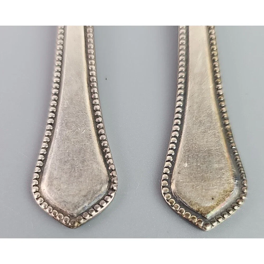Vintage SILVER PLATED SET 6 SeaFood Cocktail Forks Melchior Cupronicke Beaded